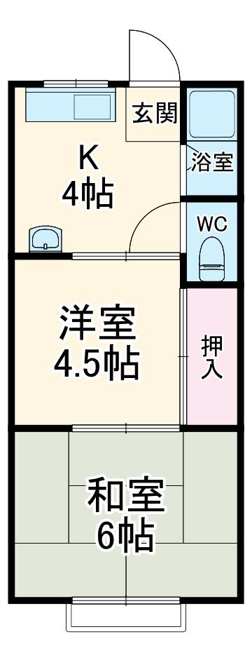 エスポワール青葉(2DK/2階)の間取り写真
