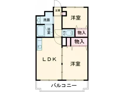 グローバル錦パークⅠ(2LDK/3階)の間取り写真