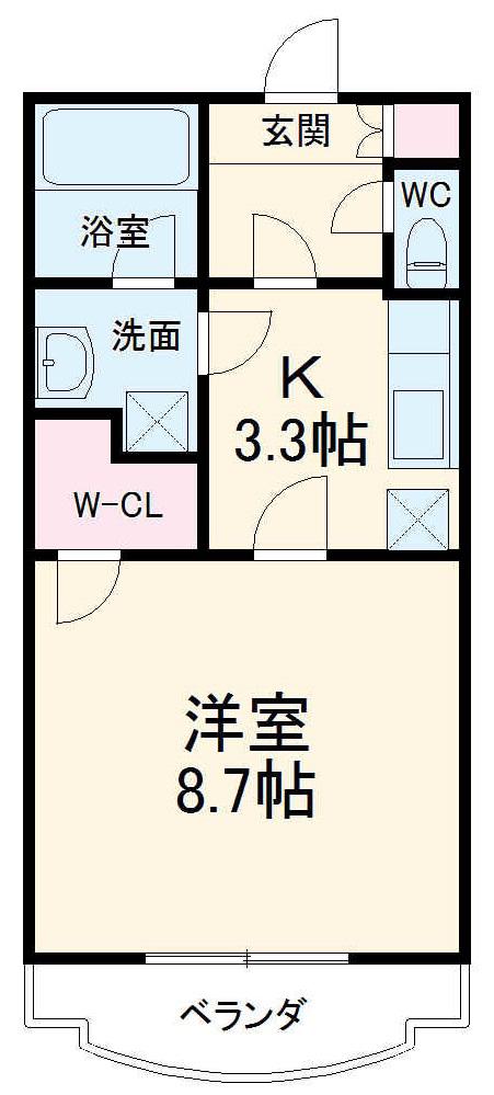 クラリス(1K/4階)の間取り写真