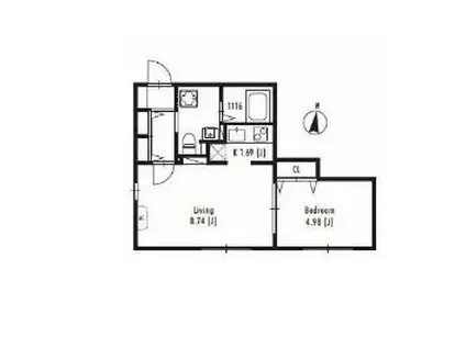 プライマル中野新橋(1LDK/1階)の間取り写真