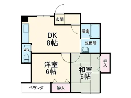 橋本ハイツ(2LDK/1階)の間取り写真