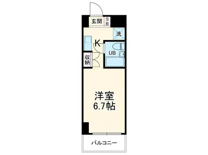 ドルフ安藤橋Ⅲ(1K/2階)の間取り写真