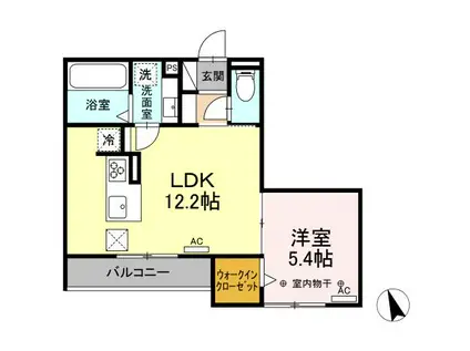 トリシアポイント城北(1LDK/2階)の間取り写真
