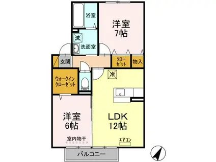 メゾンリッシュB(2LDK/2階)の間取り写真