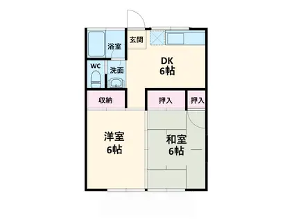 コーポつねはる(2DK/1階)の間取り写真