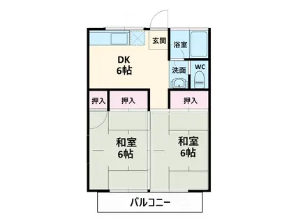 コーポつねはる(2DK/2階)の間取り写真
