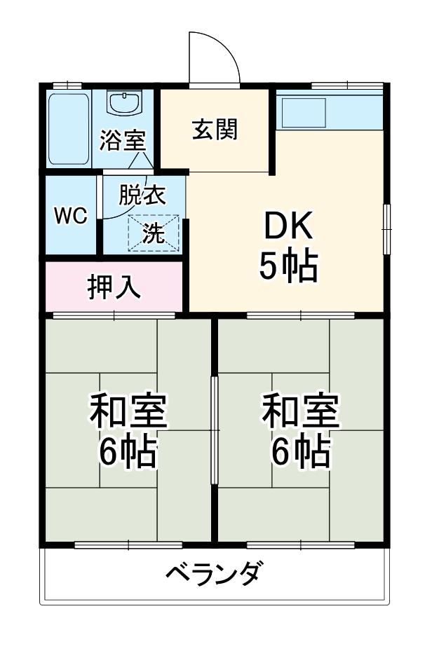 清風荘(2DK/2階)の間取り写真