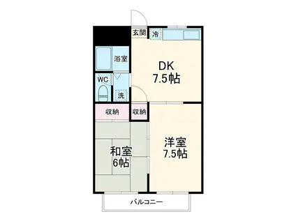 第1コートハイム国分(2DK/3階)の間取り写真