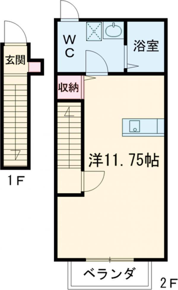レガーロF棟(ワンルーム/2階)の間取り写真