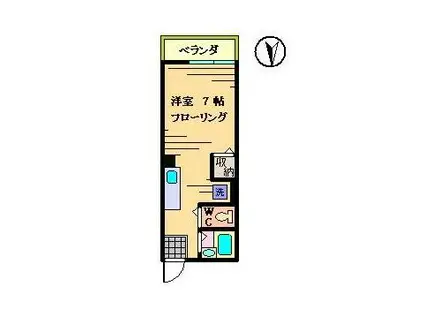 パークサイド(ワンルーム/2階)の間取り写真