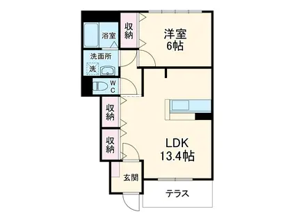 CALM-W(1LDK/1階)の間取り写真