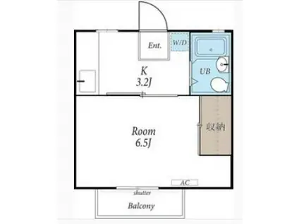 シルクハイツ八木(ワンルーム/2階)の間取り写真