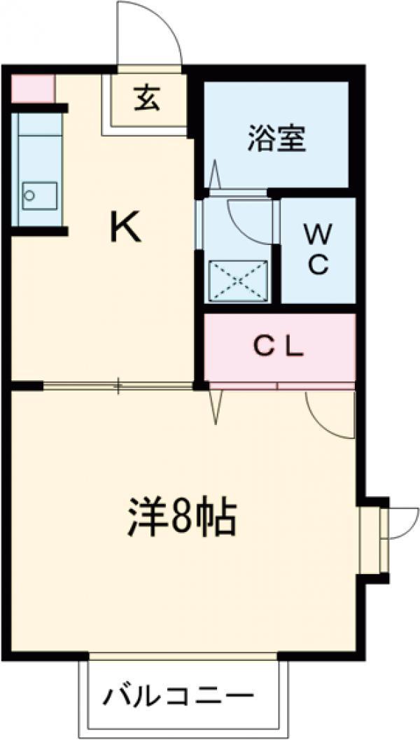 エクセル峰(1K/1階)の間取り写真