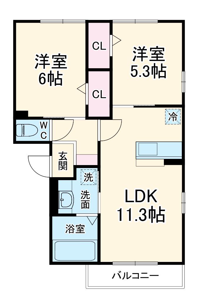 ロイヤルパレス Ⅱ番館(2LDK/2階)の間取り写真