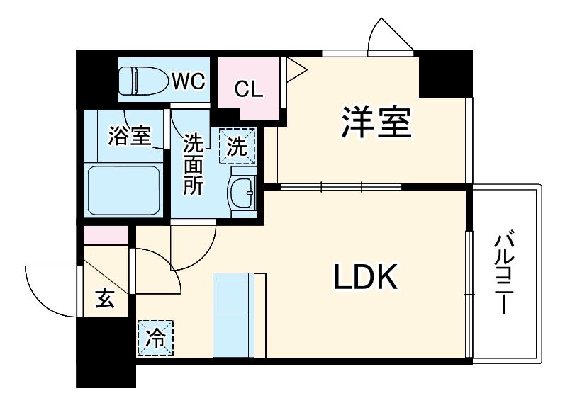 ブエナビスタ梅田イースト(1LDK/6階)の間取り写真
