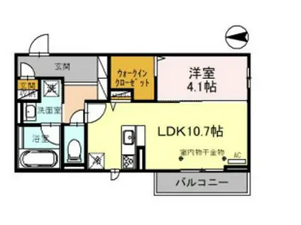 D-サウス(1LDK/2階)の間取り写真