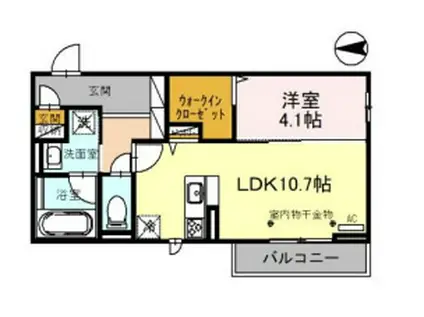 D-サウス(1LDK/3階)の間取り写真