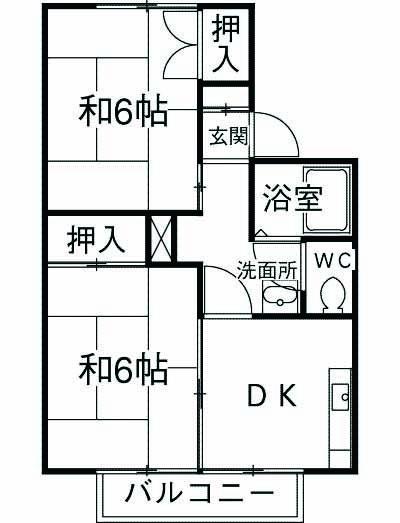 高成マンションB(2DK/1階)の間取り写真