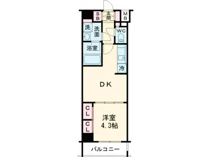 PREMIUM CUBE 池袋本町(1DK/4階)の間取り写真