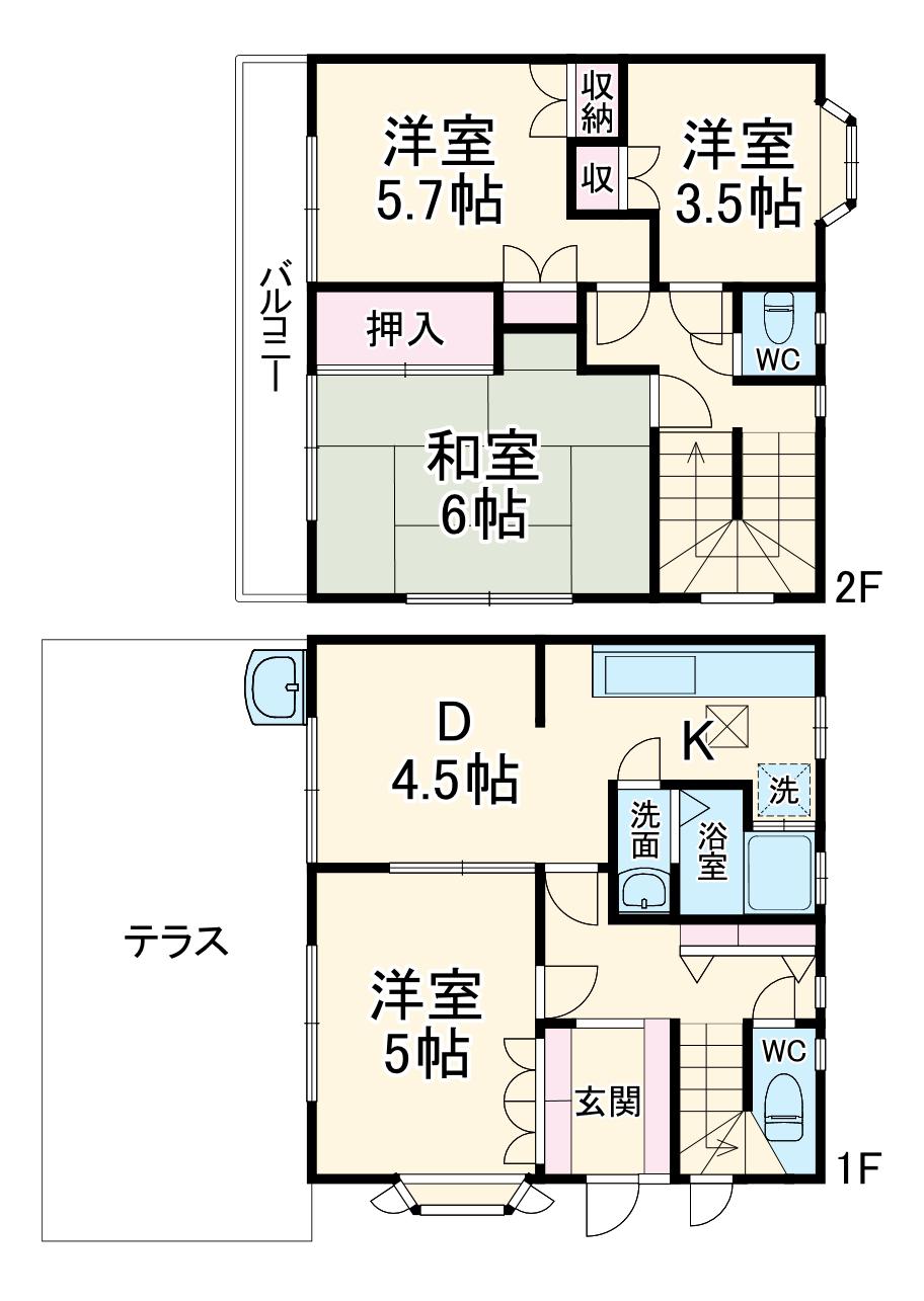 美しが丘タウンハウス(4DK)の間取り写真