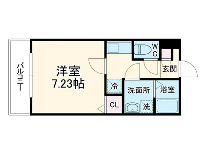 ジーメゾン海老名(1K/2階)の間取り写真