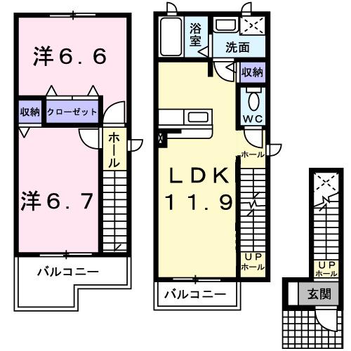 リス・ブラン(2LDK/2階)の間取り写真