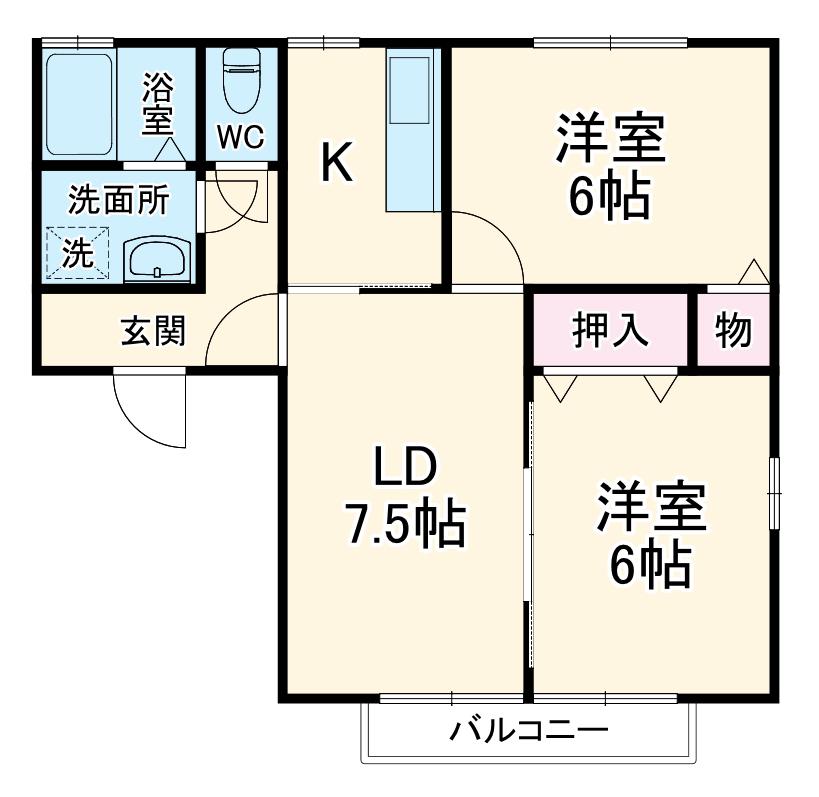セジュール(2DK/1階)の間取り写真