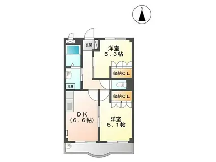 東海道本線 静岡駅 バス乗車時間：20分 大谷バス停で下車 徒歩5分 3階建 築20年(2DK/3階)の間取り写真