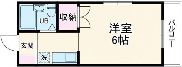ホワイトハウス(1K/1階)の間取り写真
