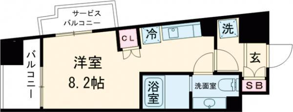 プライマル笹塚(ワンルーム/4階)の間取り写真