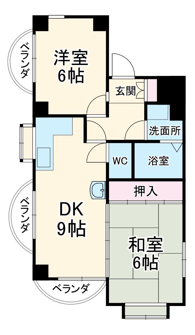 メゾン沖ノ橋(2LDK/2階)の間取り写真