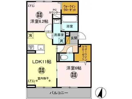 グリーン(2LDK/3階)の間取り写真