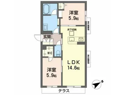 シャーメゾン ラフテル(2LDK/1階)の間取り写真