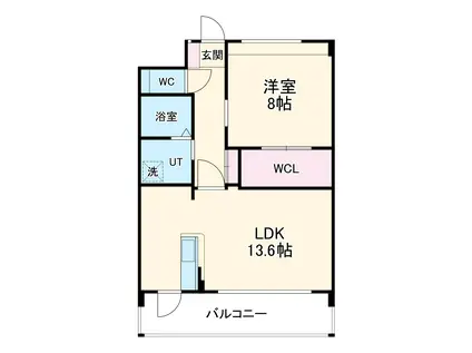 アクシス三本木(1LDK/3階)の間取り写真