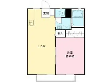 旭台アーバンハイツ B棟(1LDK/1階)の間取り写真