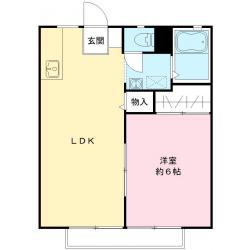 旭台アーバンハイツ B棟(1LDK/1階)の間取り写真