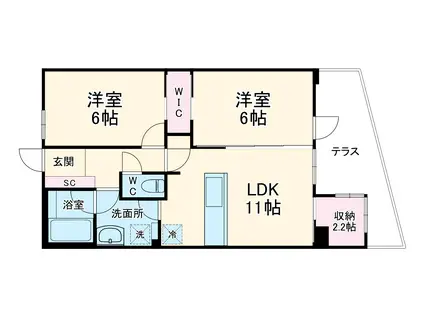 グランカーサ川崎生田(2SLDK/2階)の間取り写真
