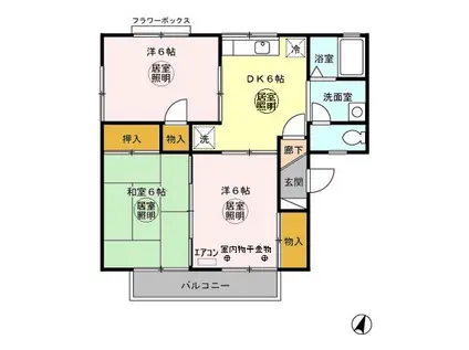 フラワーハイツ中野A(3DK/1階)の間取り写真