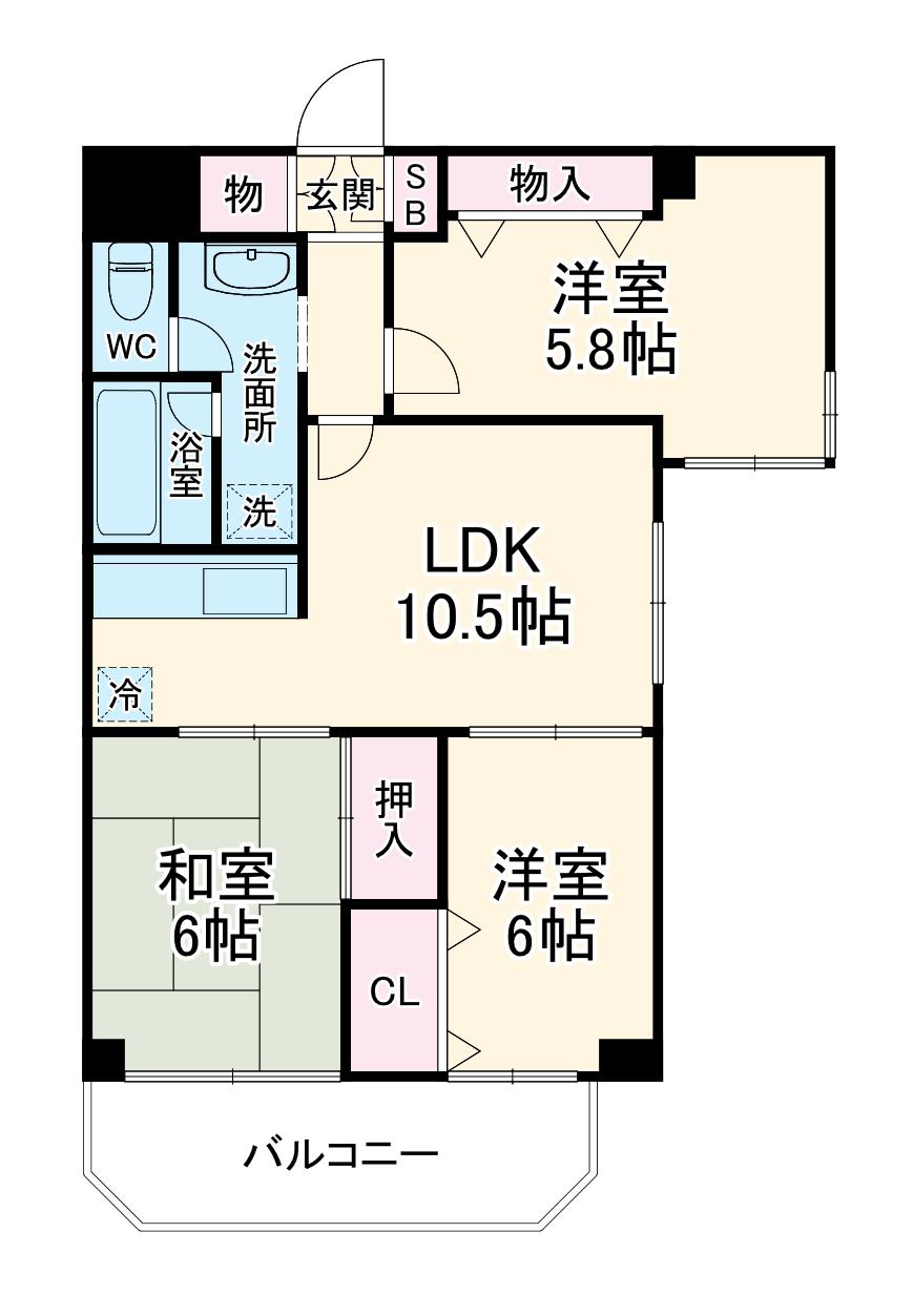 トーカド宮崎台(3LDK/2階)の間取り写真