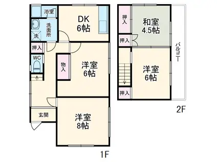 相模鉄道いずみ野線 弥生台駅 徒歩14分 2階建 築53年(4DK)の間取り写真