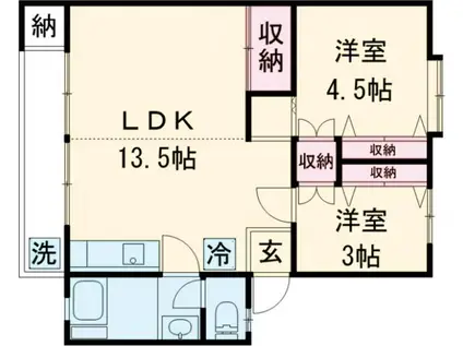 富士見町団地26号棟(2LDK/3階)の間取り写真