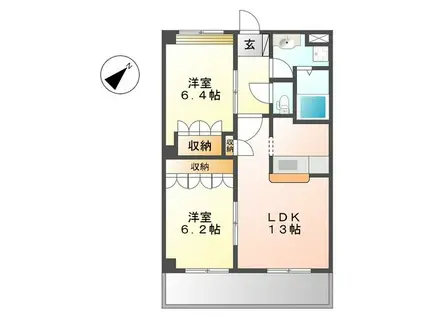 ハイツルミエール(2LDK/2階)の間取り写真