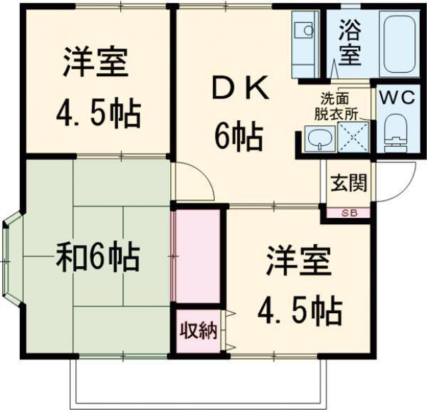 プリメーラ三山(3DK/1階)の間取り写真
