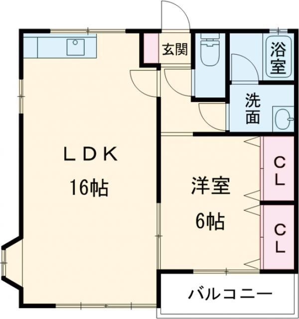 ヴィレッジドンキー(1LDK/2階)の間取り写真