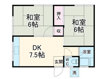 山崎アパート(2DK/2階)の間取り写真
