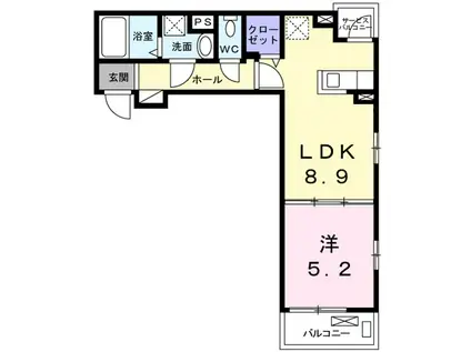 シエリア Ⅲ(1LDK/3階)の間取り写真