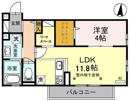 むさし野スクエア(1LDK/1階)の間取り写真
