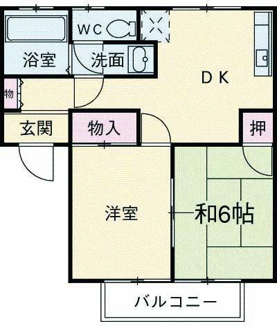 安納コーポB(2DK/2階)の間取り写真