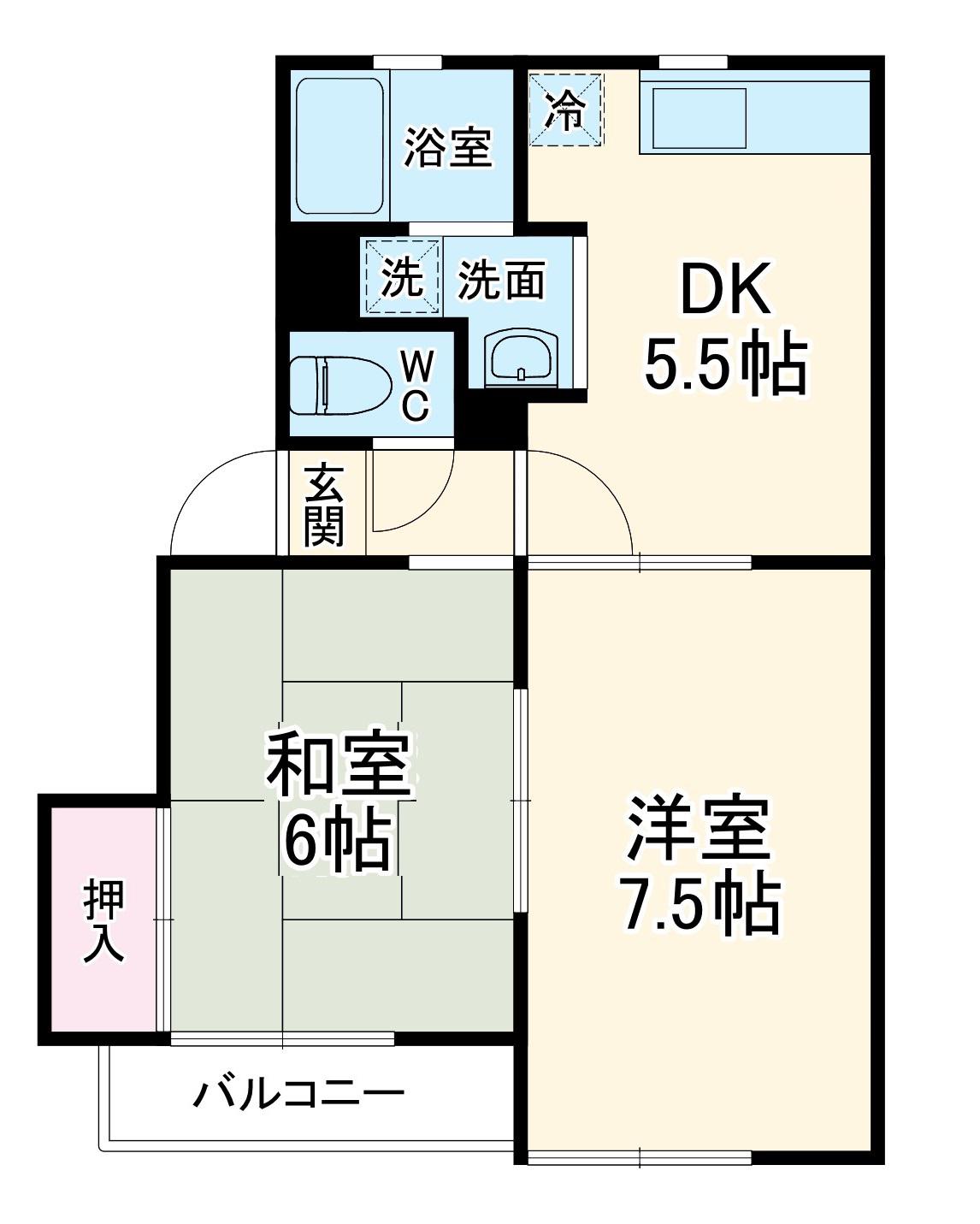 プレシールⅡ(2DK/2階)の間取り写真