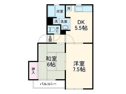 プレシールⅡ(2DK/2階)の間取り写真